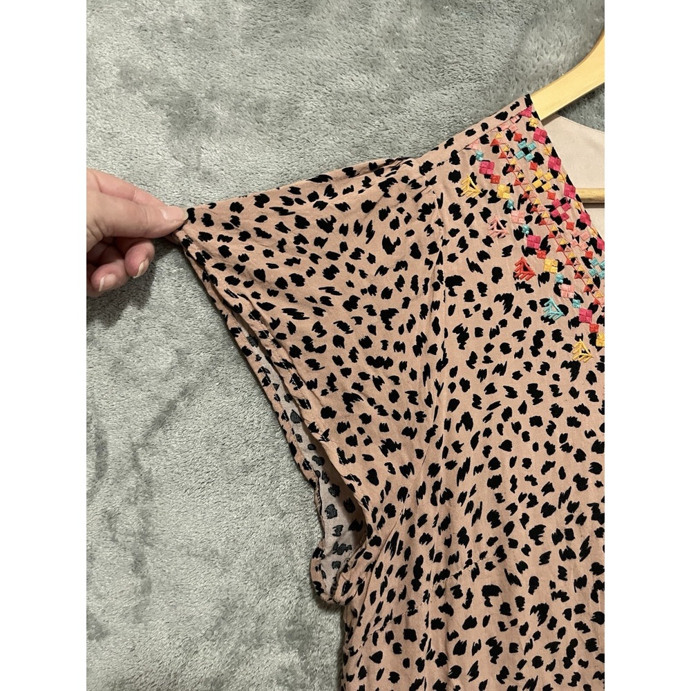 Savanna Jane Leopard Print Embroidered V-Neck Tunic Mini Dress Plus Size 2X - Picture 6 of 10